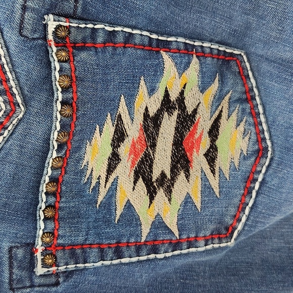 Rancho Estancia Southwest Tribal Jeans size 34 western bootcut embroidered - Picture 8 of 10